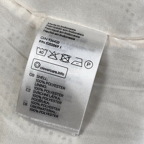 H&M | Ruffled Tie Belt V Neck Chiffon Dress | Off White | Size: 10 - Picture 6 of 9